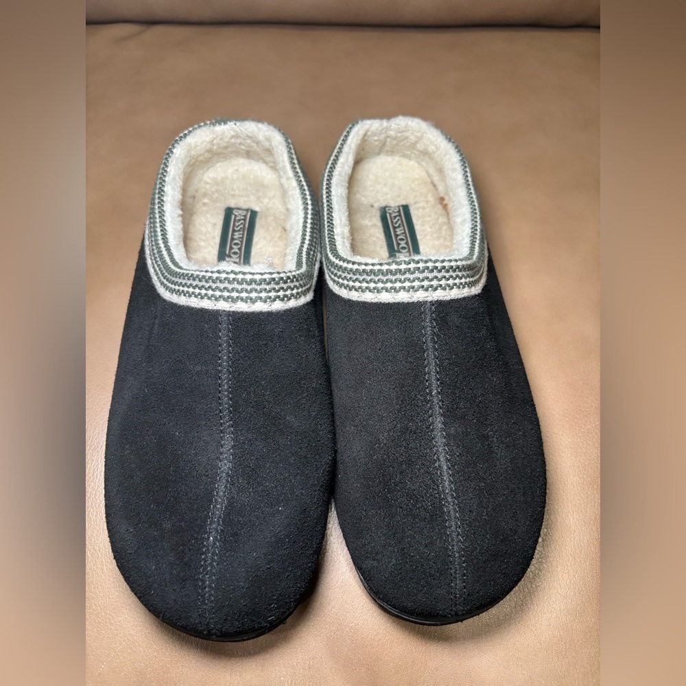 Black Suede Slippers with Fleece Lining